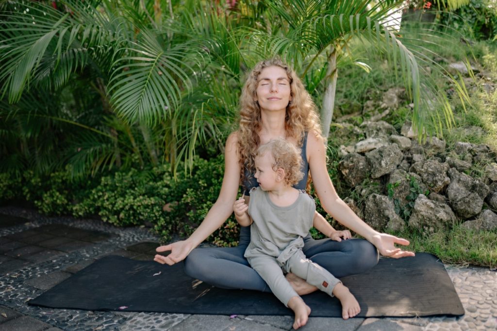 Mother With Child practice Yoga